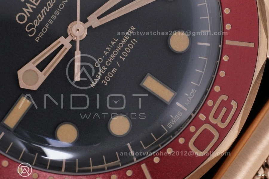 Best VSF Seamaster Mesh Dial Black A8806 Diver Bracelet 300M on Edition Gold Rose 1:1 1230